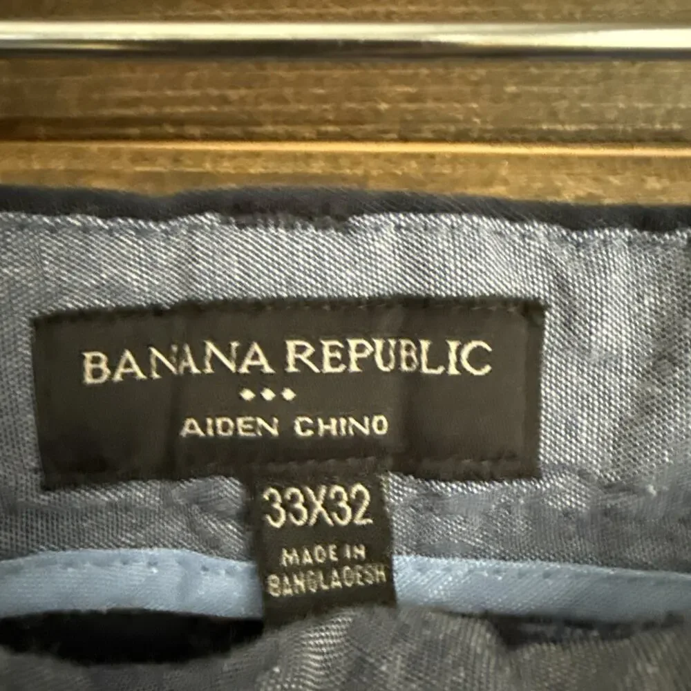 Banana Republic Men’s Aiden Chino Pants 33x32 Navy Blue Slim Fit Cotton Stretch